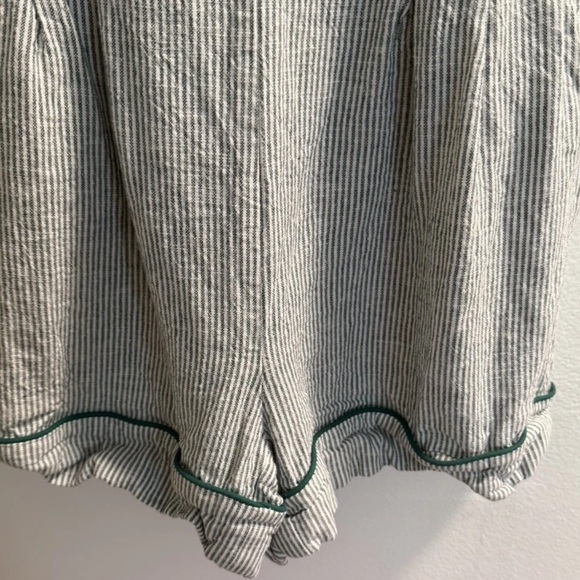 Caroline Constas Green-Trim Striped Cotton Romper - Picture 7 of 14